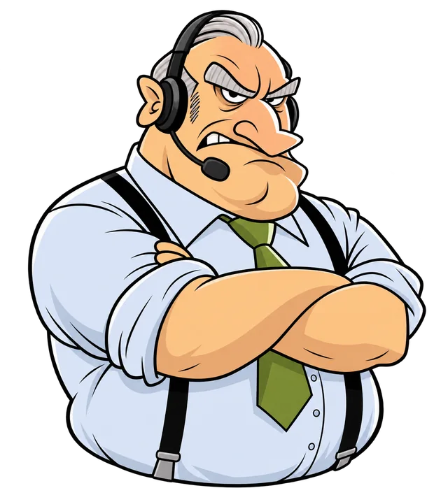 Raffe, a cartoon instructor wearing a headset with his arms crossed